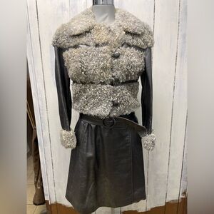 Vintage coat leather and Persian lamb